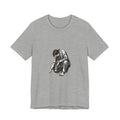 Jesus Writing in the Dust Graphic T-Shirt - Artistic Biblical John 8:7 Sketch Tee - Contemplative Christian Gift for Men and Women