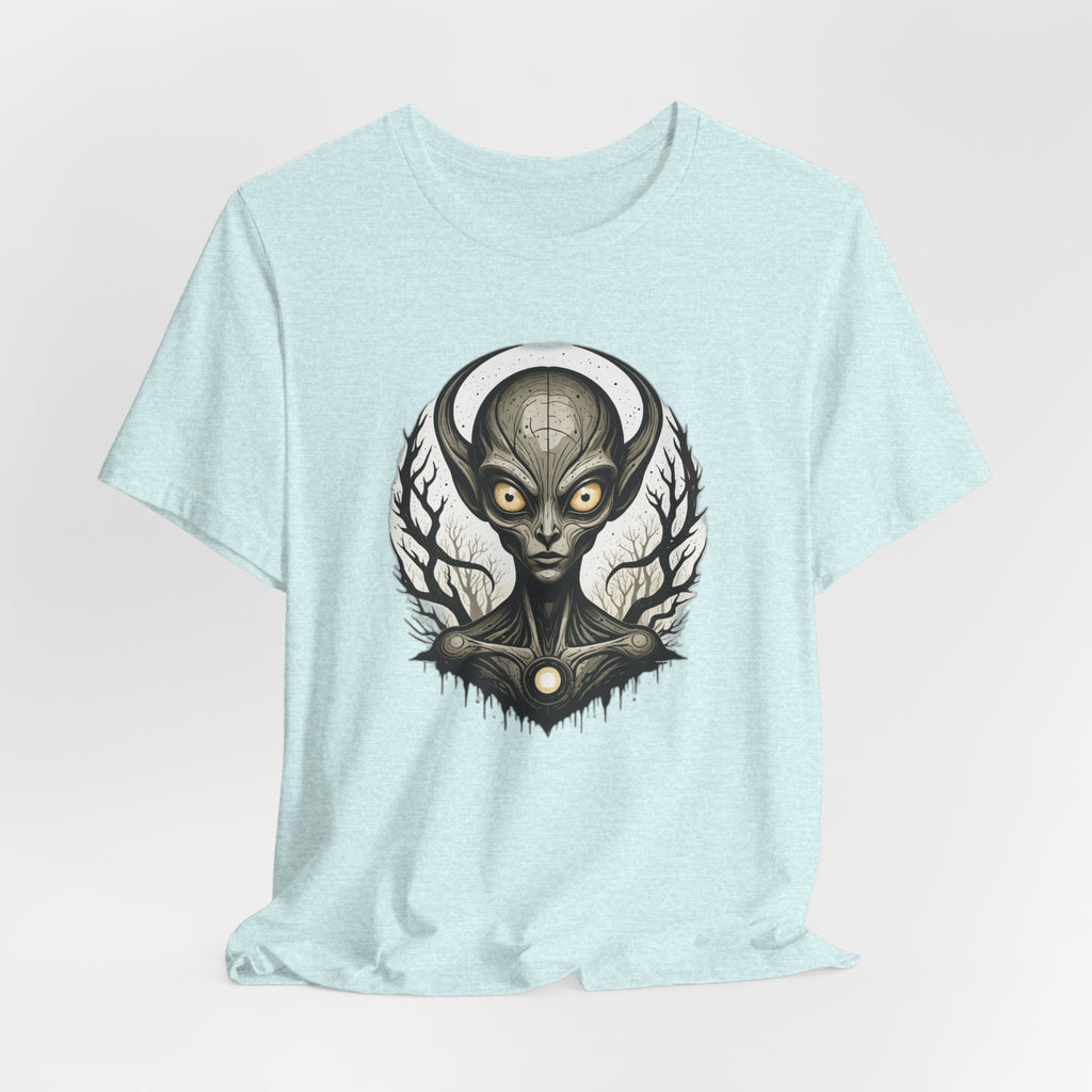 Dark Gothic Alien T-Shirt - Eerie Extraterrestrial Art Tee - Sci-Fi Horror Streetwear - Creepy Space Graphic Shirt for Men and Women