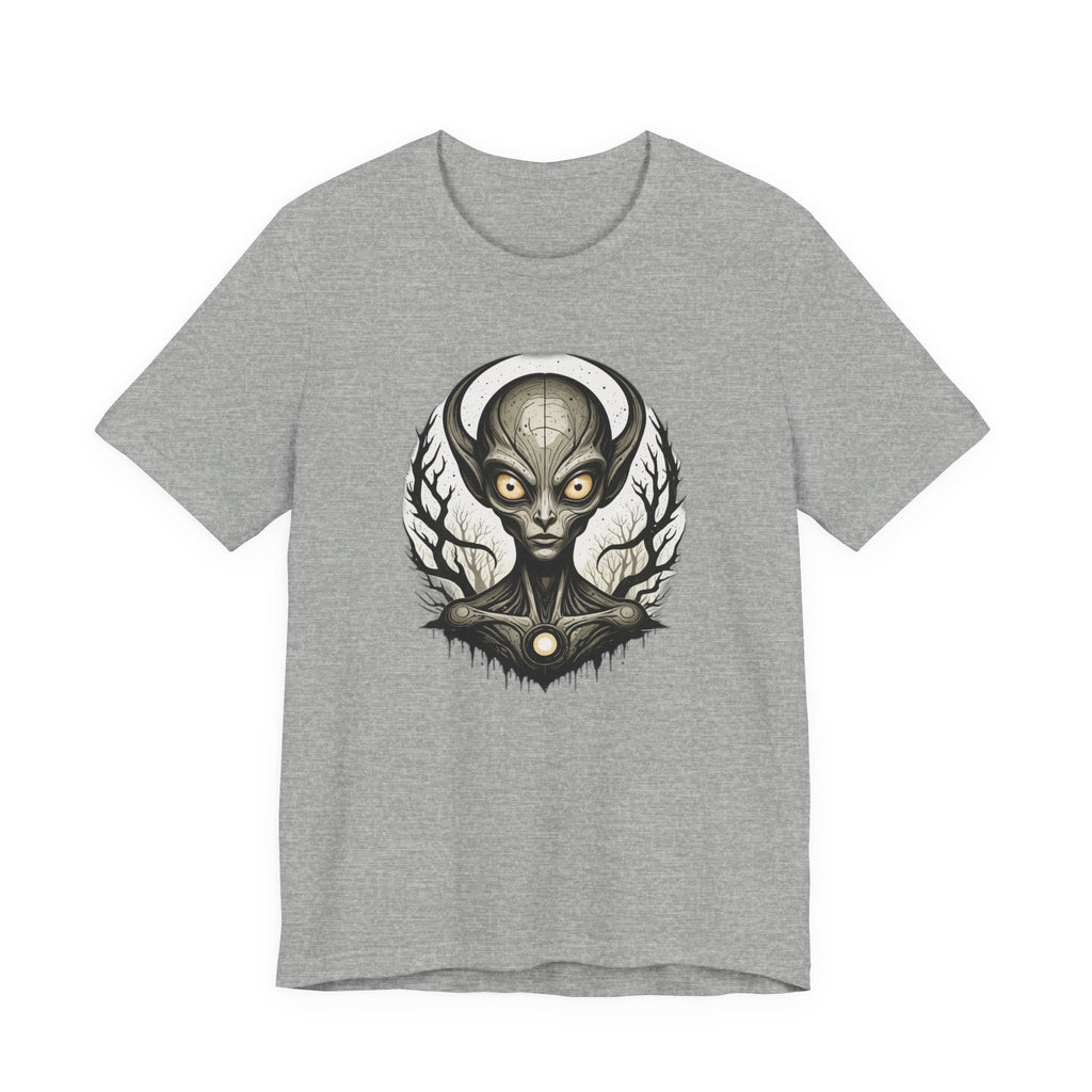 Dark Gothic Alien T-Shirt - Eerie Extraterrestrial Art Tee - Sci-Fi Horror Streetwear - Creepy Space Graphic Shirt for Men and Women