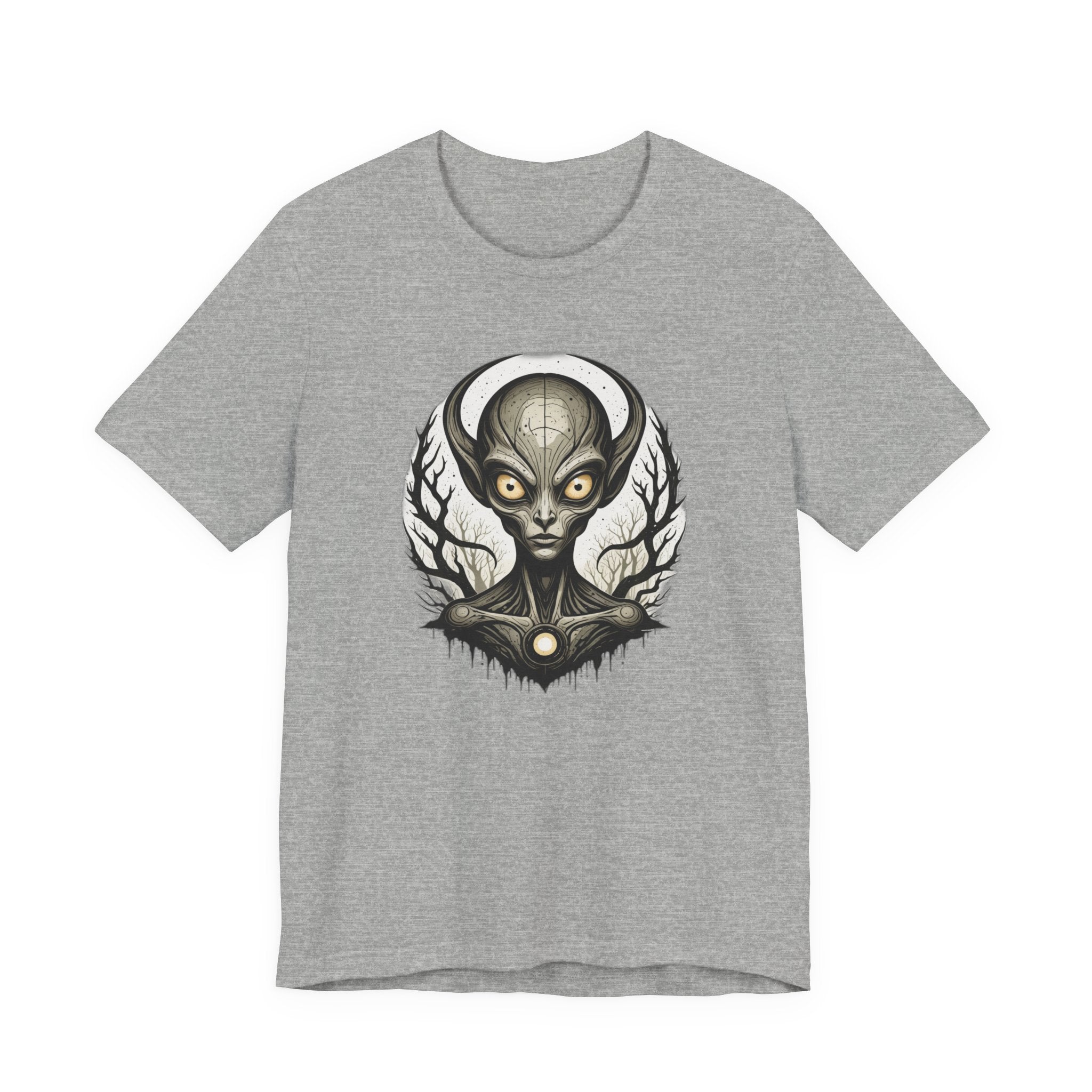 Dark Gothic Alien T-Shirt - Eerie Extraterrestrial Art Tee - Sci-Fi Horror Streetwear - Creepy Space Graphic Shirt for Men and Women