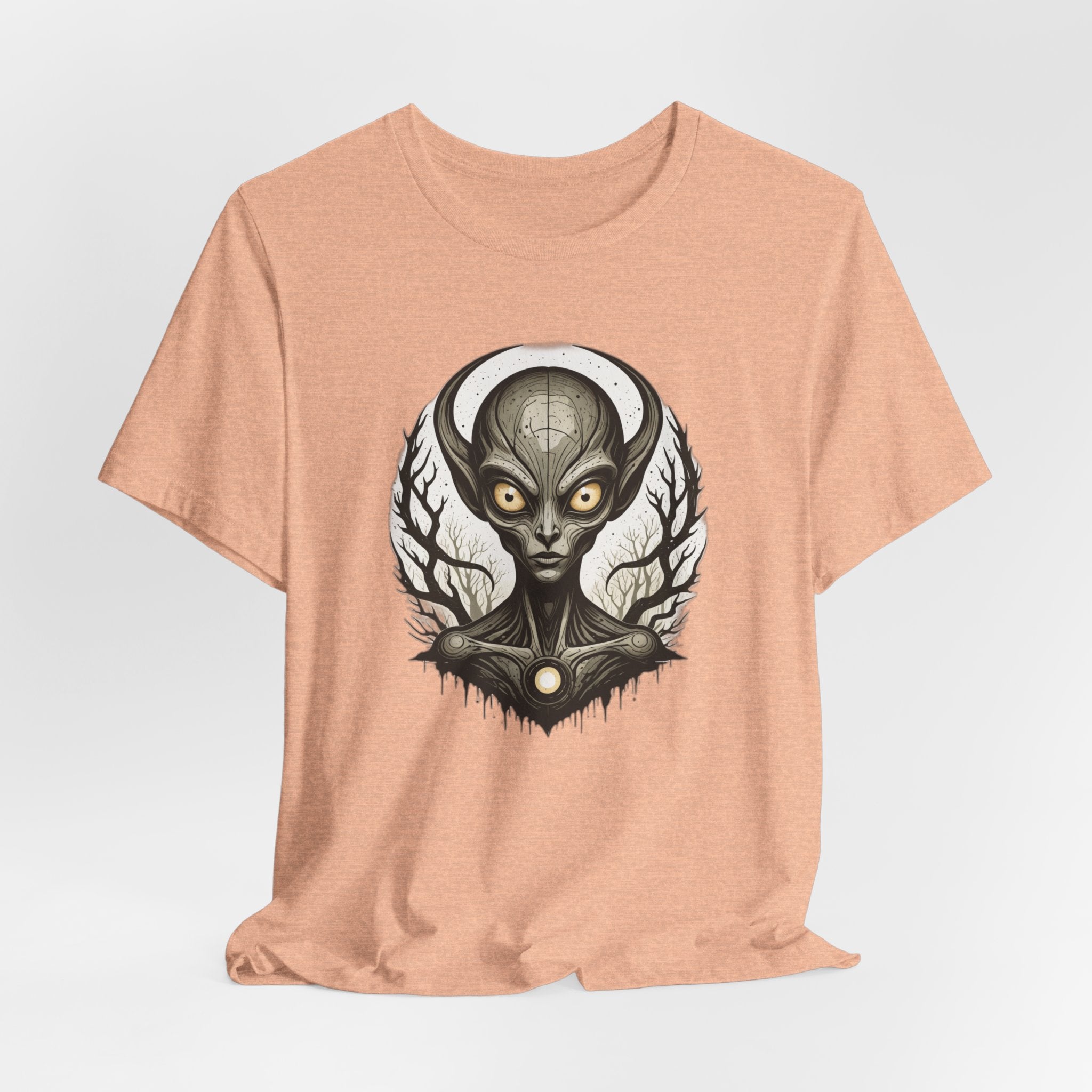 Dark Gothic Alien T-Shirt - Eerie Extraterrestrial Art Tee - Sci-Fi Horror Streetwear - Creepy Space Graphic Shirt for Men and Women