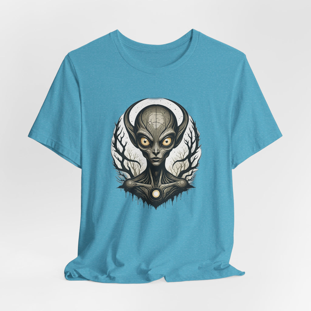 Dark Gothic Alien T-Shirt - Eerie Extraterrestrial Art Tee - Sci-Fi Horror Streetwear - Creepy Space Graphic Shirt for Men and Women