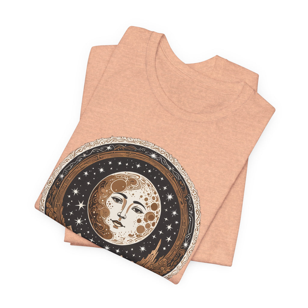 Vintage Celestial Moon Face T-Shirt - Mystical Starry Night Graphic Tee - Retro Boho Occult Art Shirt for Men and Women