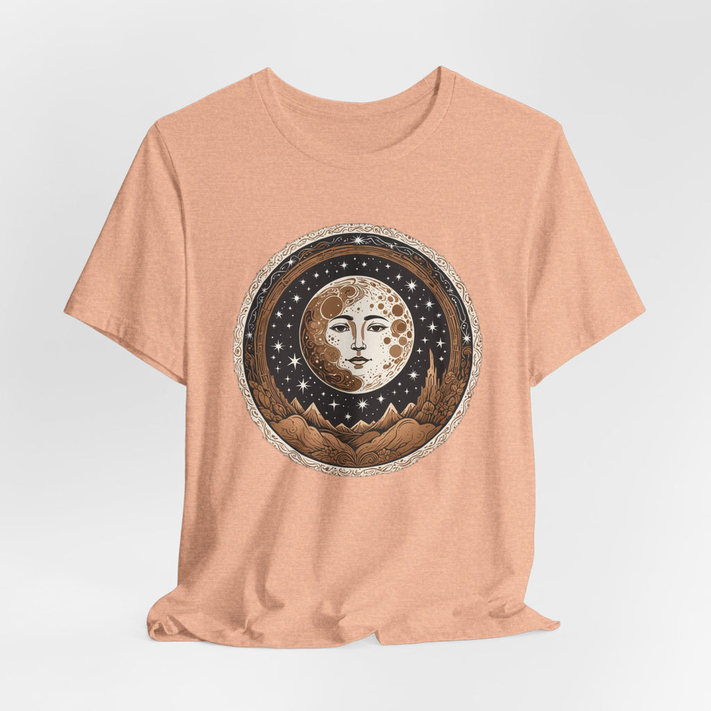 Vintage Celestial Moon Face T-Shirt - Mystical Starry Night Graphic Tee - Retro Boho Occult Art Shirt for Men and Women