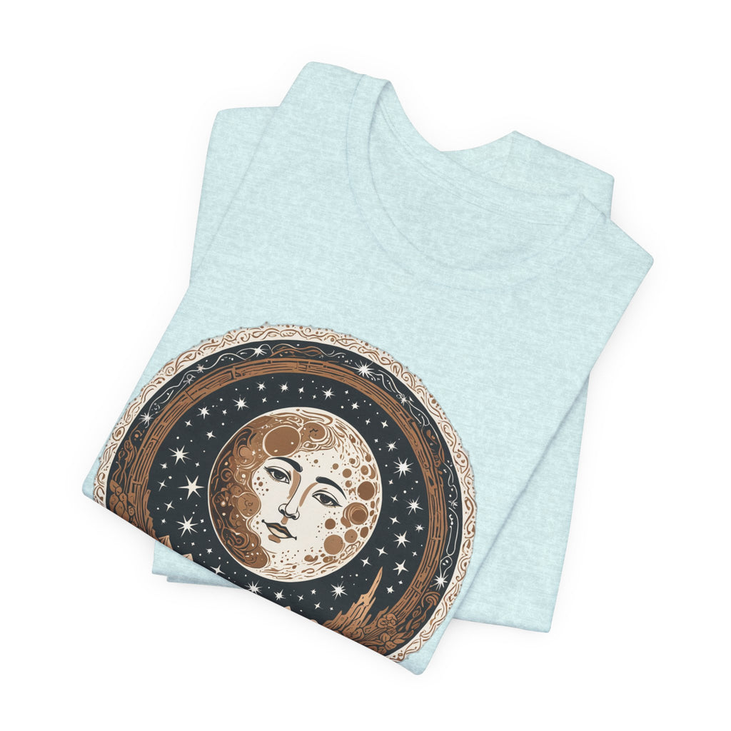 Vintage Celestial Moon Face T-Shirt - Mystical Starry Night Graphic Tee - Retro Boho Occult Art Shirt for Men and Women